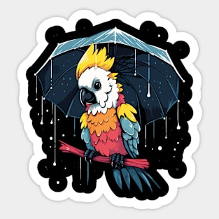 Cockatoo Rainy Day With Umbrella Sticker